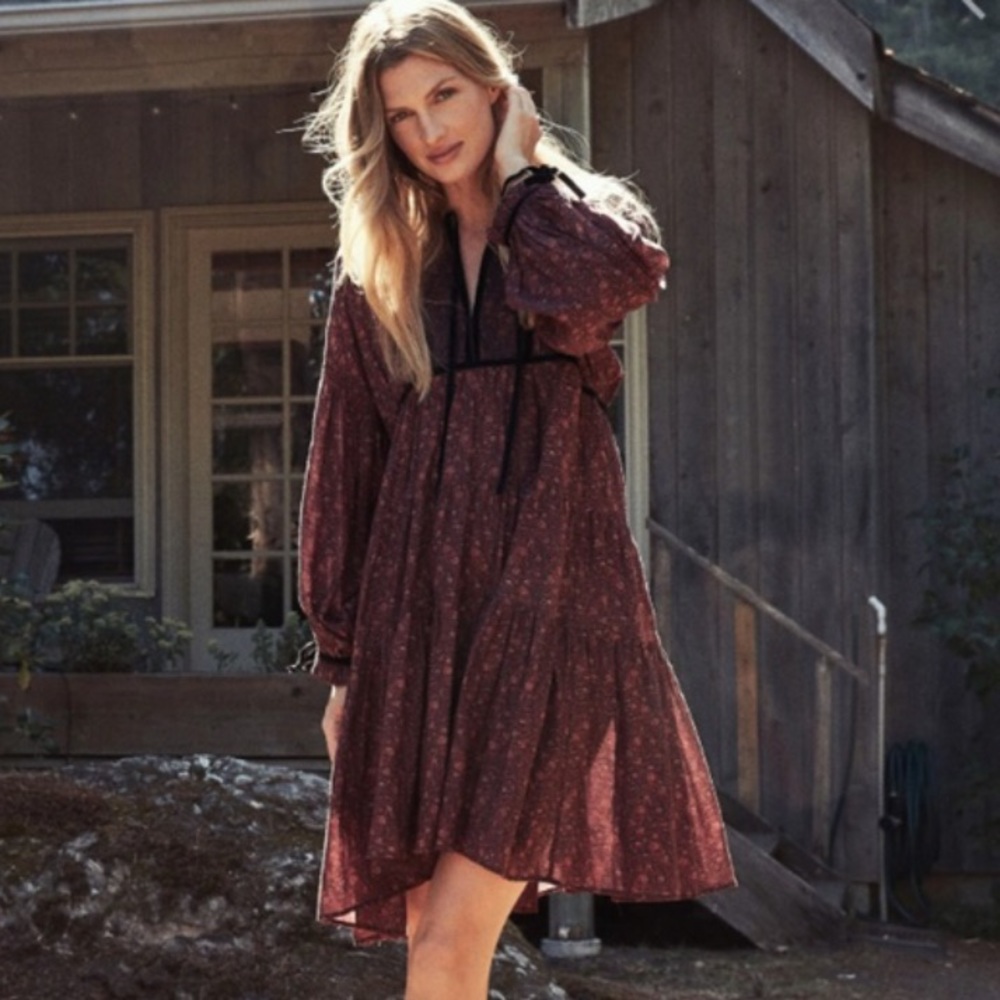 NWT - DÔEN Azalea Dress -Aubergine Prairie Paisley